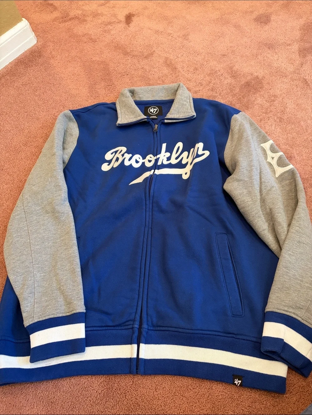 47 Brand Brooklyn Script Jacket in Blue and Gray Dodgers sz L Mens